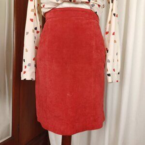 Vintage 90s THE LIMITED Red Suede Skirt, Small